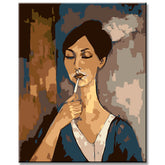 Painting by Numbers Illustration Smoking Woman